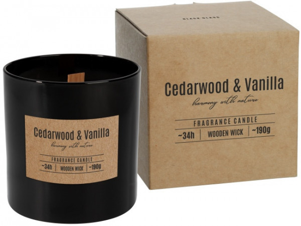 Vonná svíčka dřevěný knot 190g cedrové dřevo & vanila