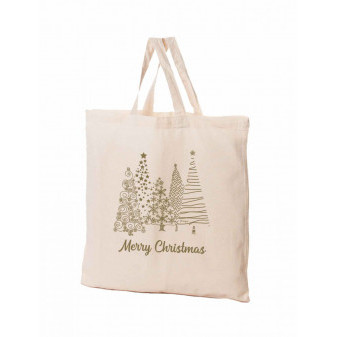 Přírodní bavlněná taška 16l vánoční stromky