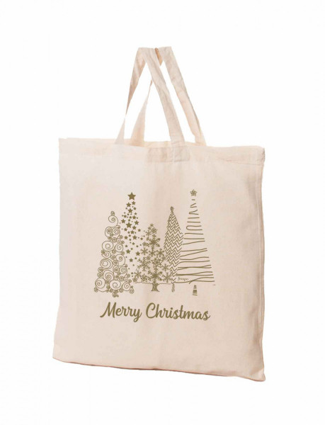 Přírodní bavlněná taška 16l vánoční stromky