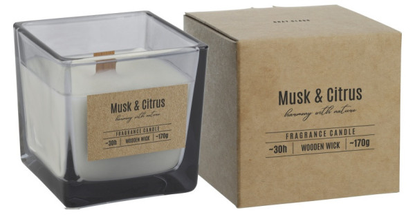 Vonná svíčka dřevěný knot 170g MUSK & citrus